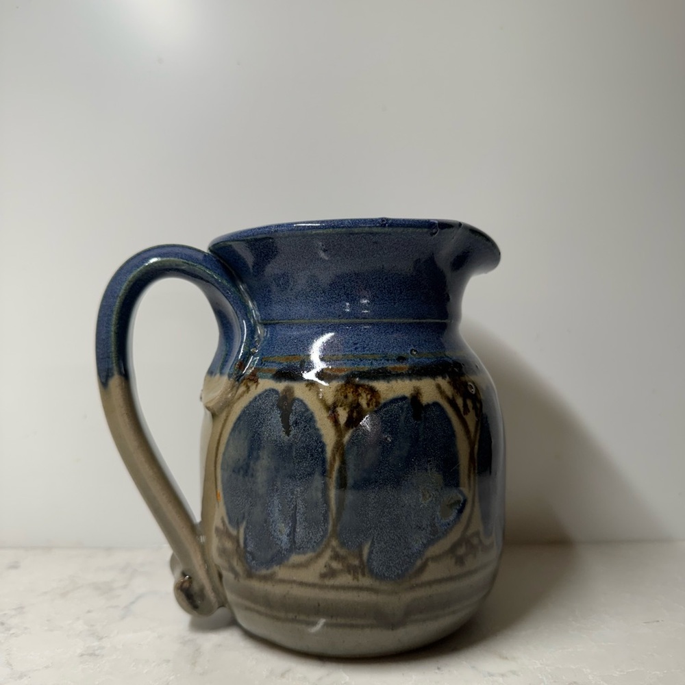 Beautiful Blue and Tan Ceramic Pitcher